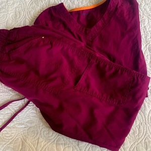 Maroon Scrub Set- Top tighter fit and Bottom Joggers